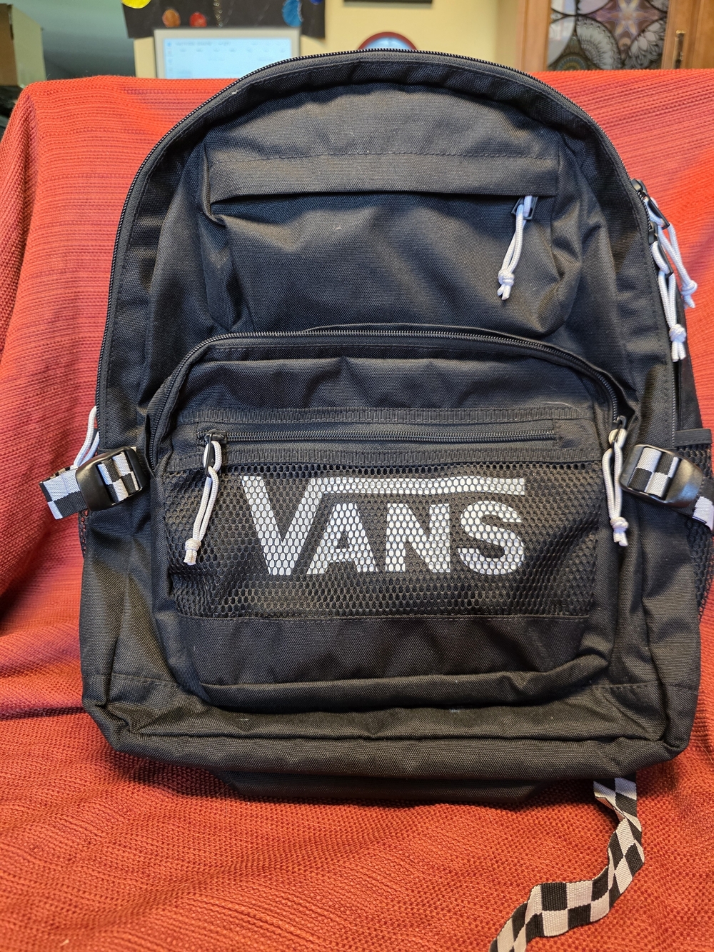 Vans Black Backpack with White Logo
